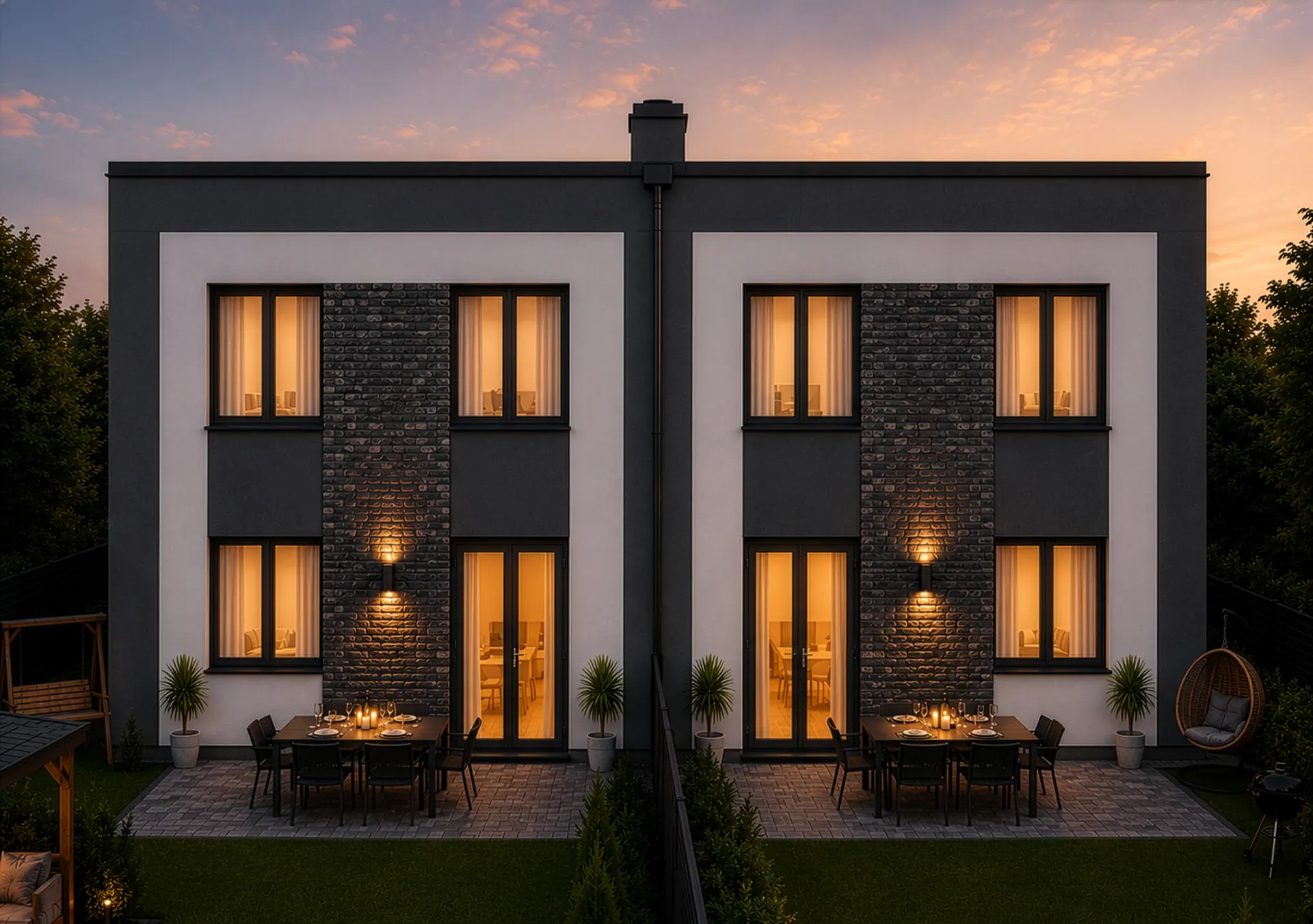 Дуплекс SHEPIT HOUSE у вечірньому освітленні