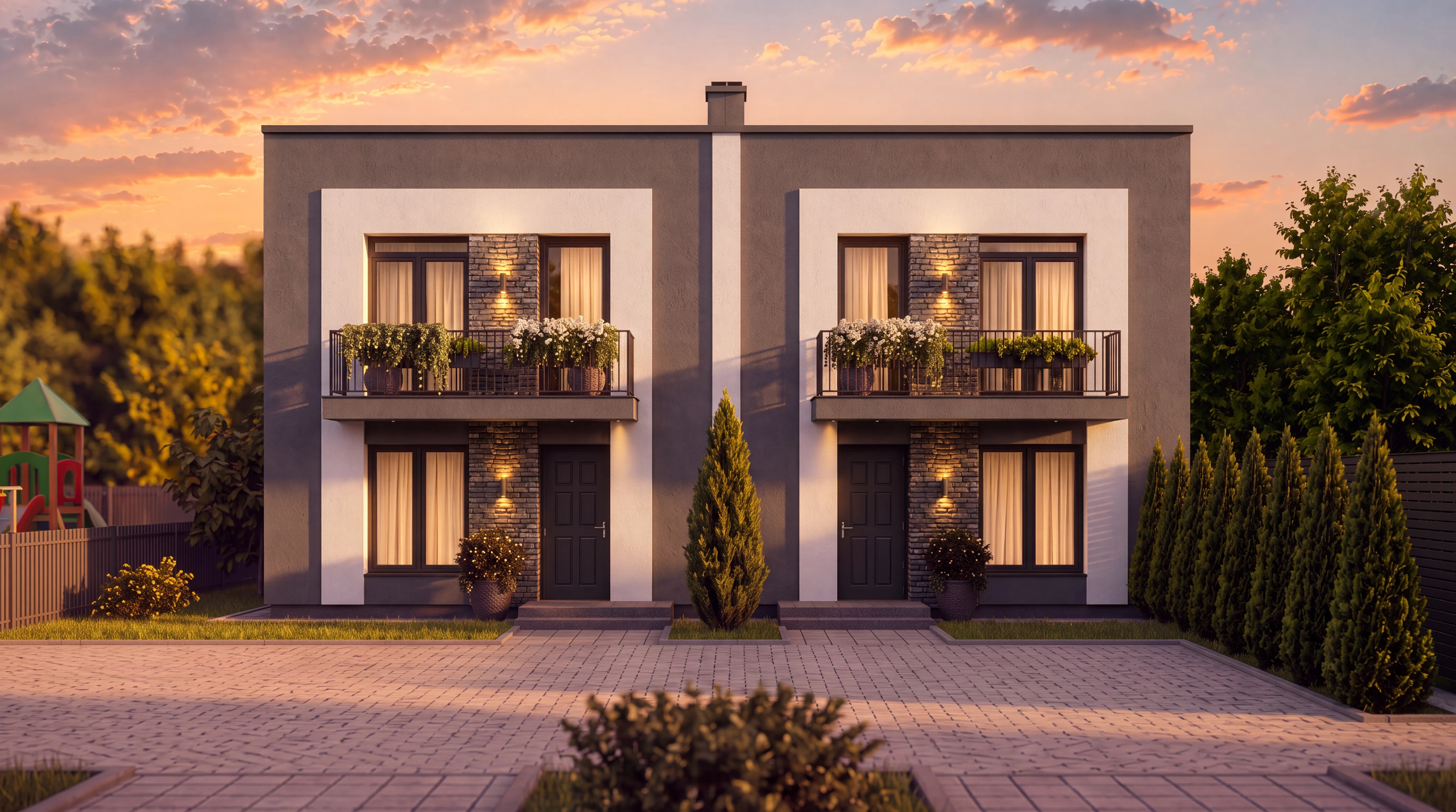 Дуплекс SHEPIT HOUSE у вечірньому світлі
